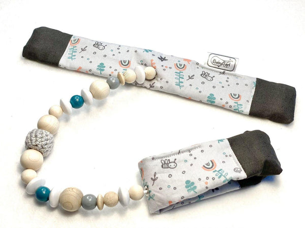 BabyCarl Kinderwagenkette mit Koralle und mint farbenen Mustern