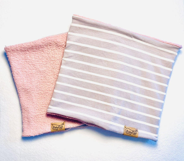 Babyloop in rosa und grau gestreift